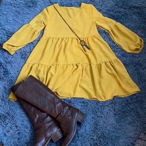 Boho mustard colored dress Small